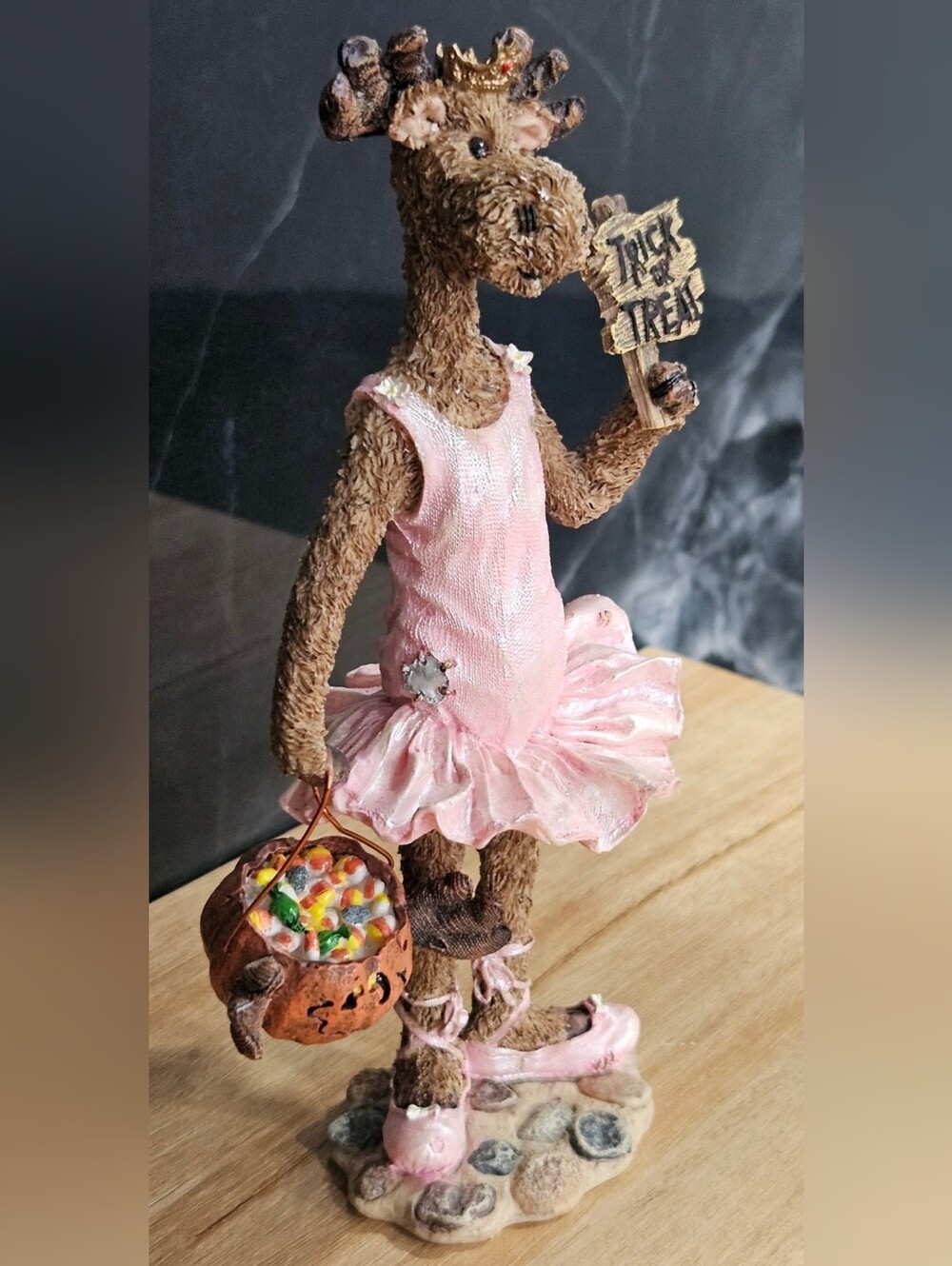 RARE Vintage Boyds Bears Halloween Ballerina Moose Pumpkin Candy Holder 2002